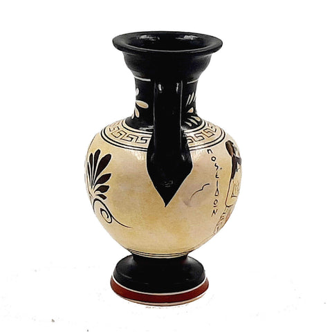 Attic white ground  Greek Amphora Vase 13cm,God Poseidon - ifigeneiaceramics