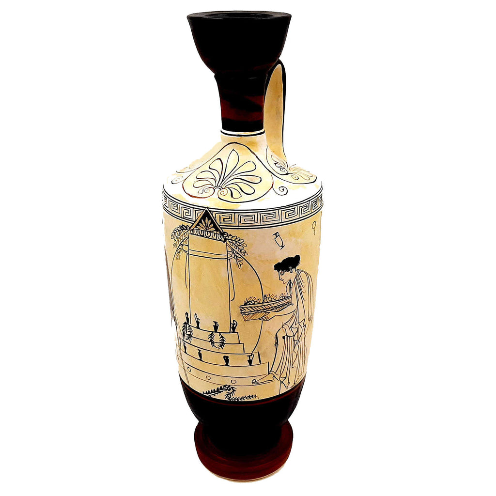 Attic white ground lekythos 30cm,Visit to a grave by the Bosanquet painter - ifigeneiaceramics