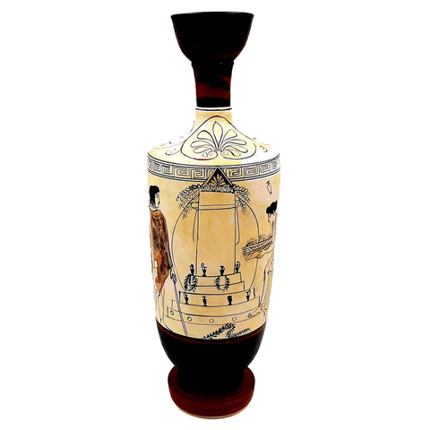 Attic white ground lekythos 30cm,Visit to a grave by the Bosanquet painter - ifigeneiaceramics