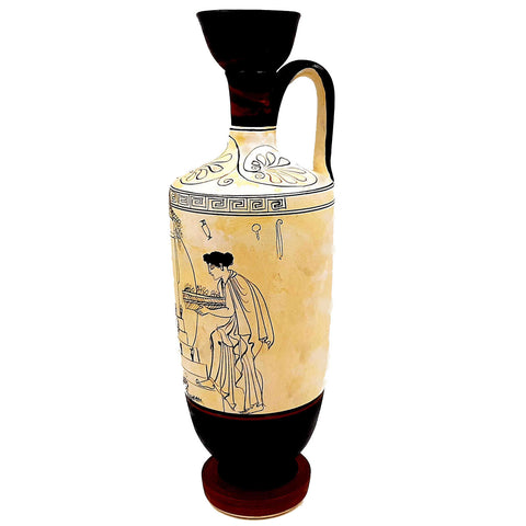 Attic white ground lekythos 30cm,Visit to a grave by the Bosanquet painter - ifigeneiaceramics