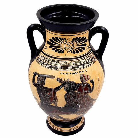 Black Figure Amphora  31cm , Hercules ,Deianira and Centaur Nessus,Achelous - ifigeneiaceramics