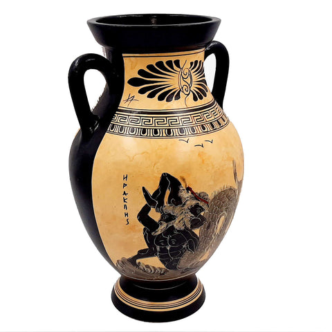 Black Figure Amphora  31cm , Hercules ,Deianira and Centaur Nessus,Achelous - ifigeneiaceramics