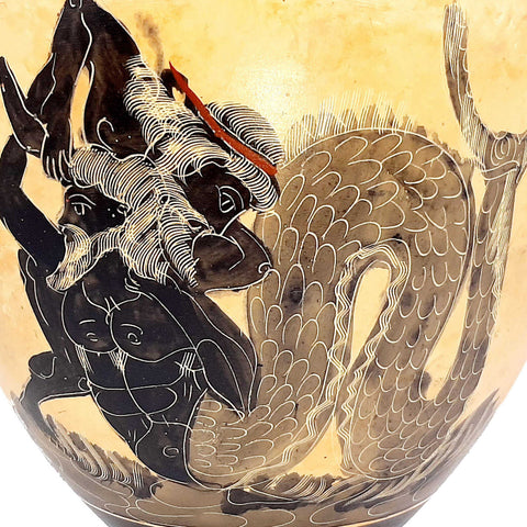 Black Figure Amphora  31cm , Hercules ,Deianira and Centaur Nessus,Achelous - ifigeneiaceramics