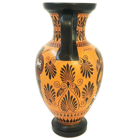Black figure Pottery Vase,Amphora 31cm, The sacrifice of Iphigeneia - ifigeneiaceramics
