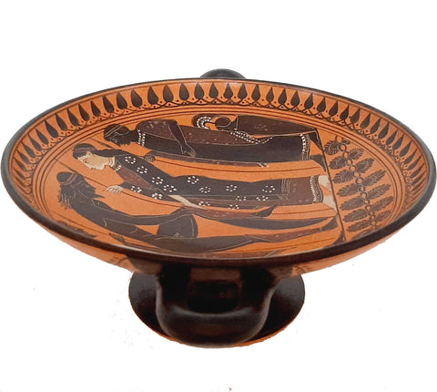 Black figure Pottery Kylix 20cm,Achilles puts on the armour forged by Hephaestus