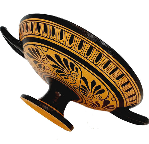 Greek Kylix 20cm,Black figure Pottery,Achilles killing Penthesilea - ifigeneiaceramics