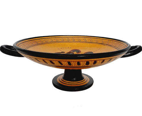Greek Kylix 20cm,Black figure Pottery,Achilles killing Penthesilea - ifigeneiaceramics