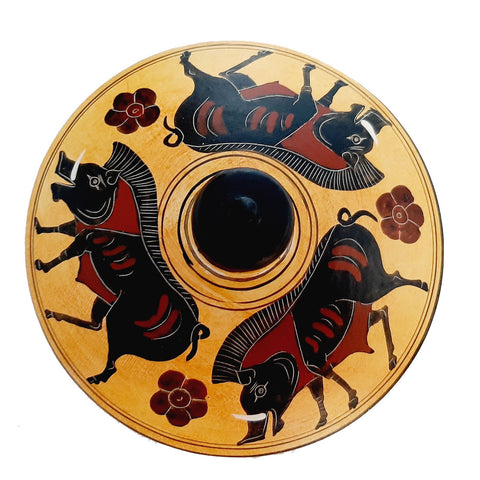 Black figure replicas Amphora with lid 29cm,Olive harvesting and Pholos receiving Heracles - ifigeneiaceramics