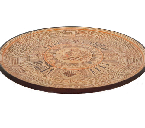 Ceramic Greek Plate 28cm, Geometric Pottery,Owl in the middle