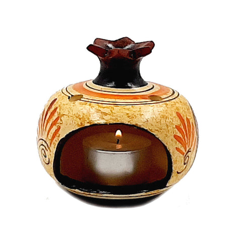 Ceramic Pottery,Pomegranates 9cm with candle,Goddess Aphrodite with God Dionysus - ifigeneiaceramics