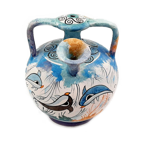 Cretan Pseudostomos Amphora 15cm,Minoan art painting - ifigeneiaceramics