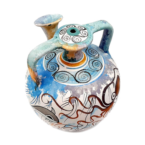 Cretan Pseudostomos Amphora 15cm,Minoan art painting - ifigeneiaceramics