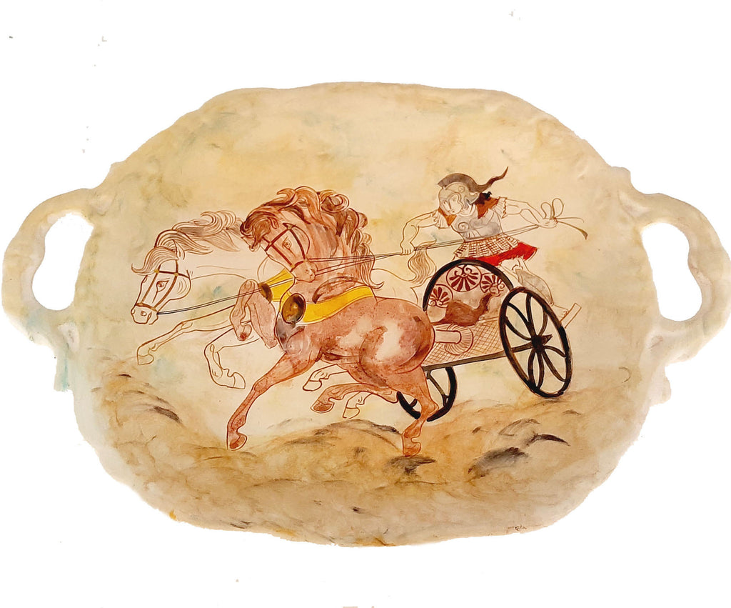 Decorative Tray (28,5x21,5)cm showing Achilles in his Chariot - ifigeneiaceramics