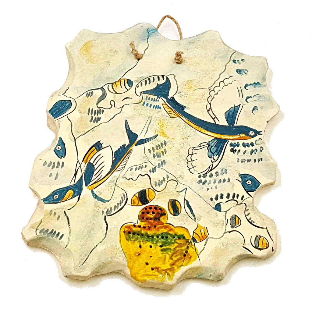 Flying Fish,Ceramic Slab(17*21)cm, fresco's copy from Phylakopi Milos. - ifigeneiaceramics