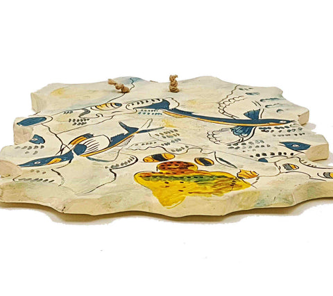 Flying Fish,Ceramic Slab(17*21)cm, fresco's copy from Phylakopi Milos. - ifigeneiaceramics
