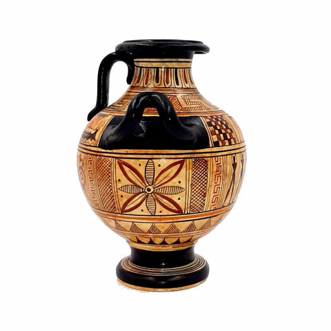 Geometric Hydria 16cm with 3 handles,Greek Pottery Vase - ifigeneiaceramics