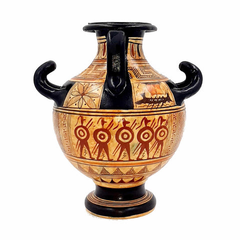 Geometric Hydria 16cm with 3 handles,Greek Pottery Vase - ifigeneiaceramics