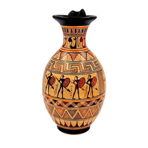 Greek Pottery Vase 22cm ,Prometheus with Eagle,Goddess Artemis - ifigeneiaceramics