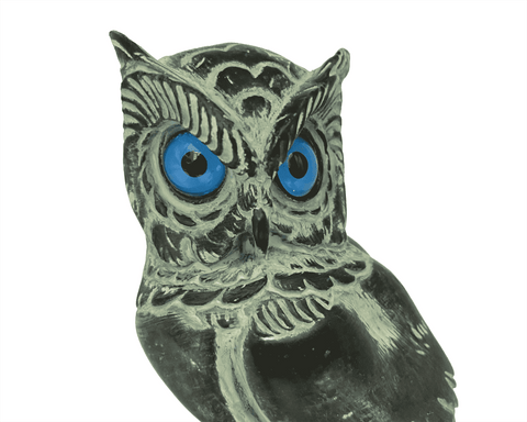 Goddess Athena's Owl Statue with Green Patina ,Plaster Sculpture Cast 16,5cm