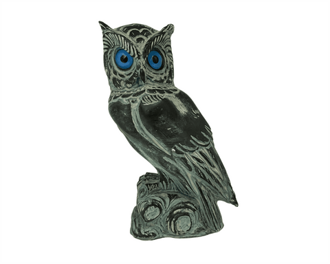 Goddess Athena's Owl Statue with Green Patina ,Plaster Sculpture Cast 16,5cm