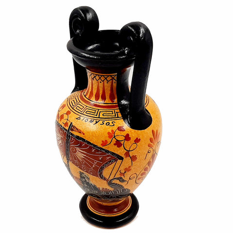Greek Amphora 24cm,Ceramic Pottery,shows God Dionysus,Achilles with Pithia - ifigeneiaceramics