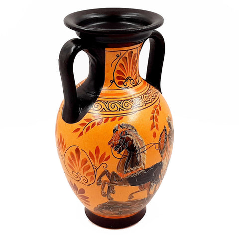 Greek Amphora 26cm,Pottery Pot,shows Achilles, God Dionysus - ifigeneiaceramics