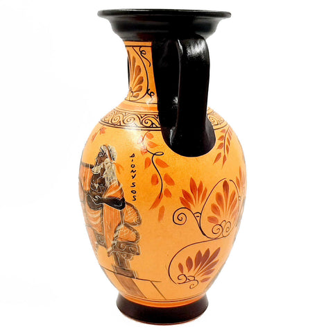 Greek Amphora 26cm,Pottery Pot,shows Achilles, God Dionysus - ifigeneiaceramics