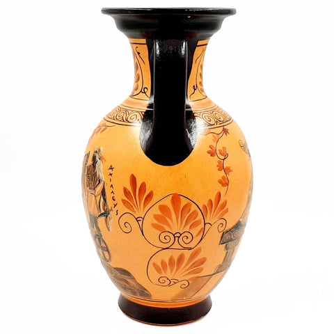 Greek Amphora 26cm,Pottery Pot,shows Achilles, God Dionysus - ifigeneiaceramics