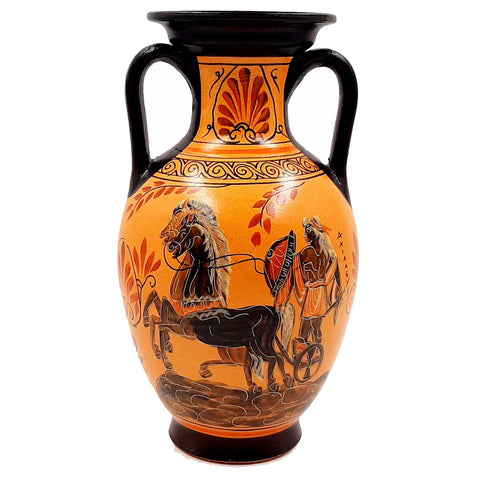 Greek Amphora 26cm,Pottery Pot,shows Achilles, God Dionysus - ifigeneiaceramics