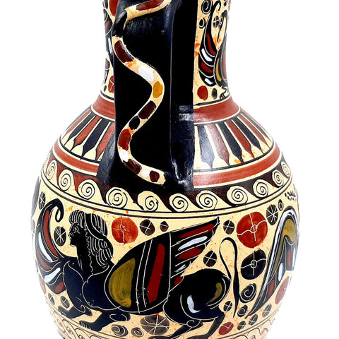 Greek Vase Amphora 26cm with snakes formed in his handles,Corinthian art - ifigeneiaceramics