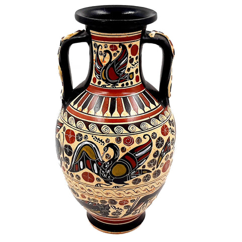 Greek Vase Amphora 26cm with snakes formed in his handles,Corinthian art - ifigeneiaceramics