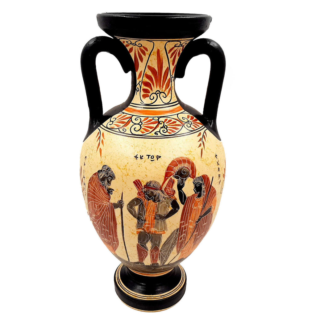 Greek Amphora 31cm,Ancient Greek art, shows Hector,Achilles,Briseis - ifigeneiaceramics