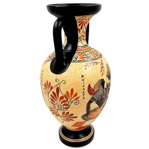 Greek Amphora 31cm,Ancient Greek art, shows Hector,Achilles,Briseis - ifigeneiaceramics