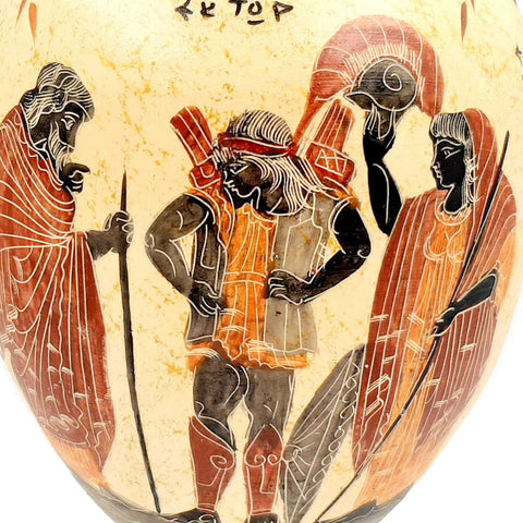 Greek Amphora 31cm,Ancient Greek art, shows Hector,Achilles,Briseis - ifigeneiaceramics
