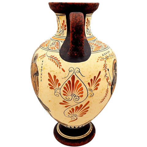 Greek Amphora 36cm Ancient Greek pottery ,Theseus and Minotaur,Achilles and Eudoros - ifigeneiaceramics