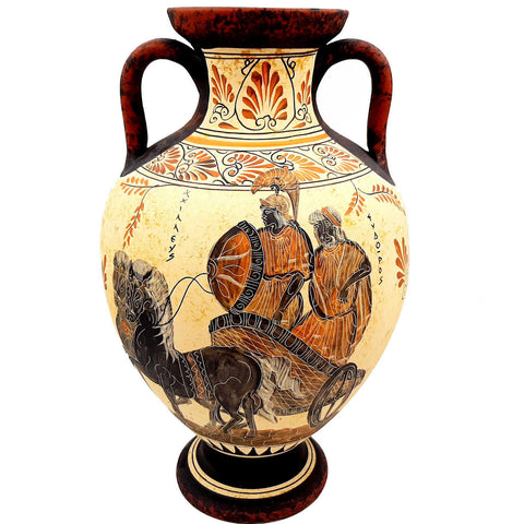 Greek Amphora 36cm Ancient Greek pottery ,Theseus and Minotaur,Achilles and Eudoros - ifigeneiaceramics