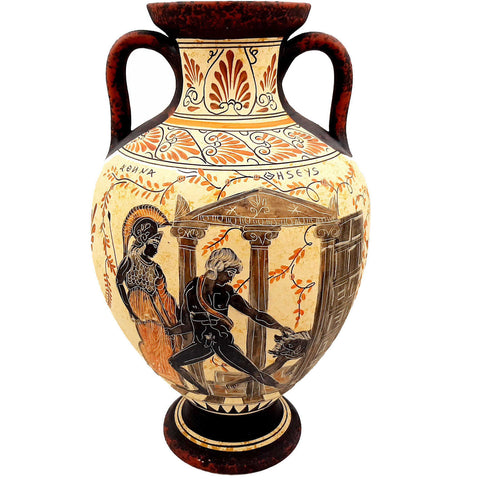 Greek Amphora 36cm Ancient Greek pottery ,Theseus and Minotaur,Achilles and Eudoros - ifigeneiaceramics