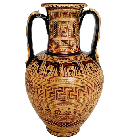 Greek Amphora 38cm with snakes formed in his handles, Geometric Art