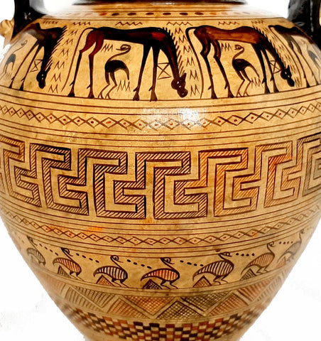 Greek Amphora 38cm with snakes formed in his handles, Geometric Art