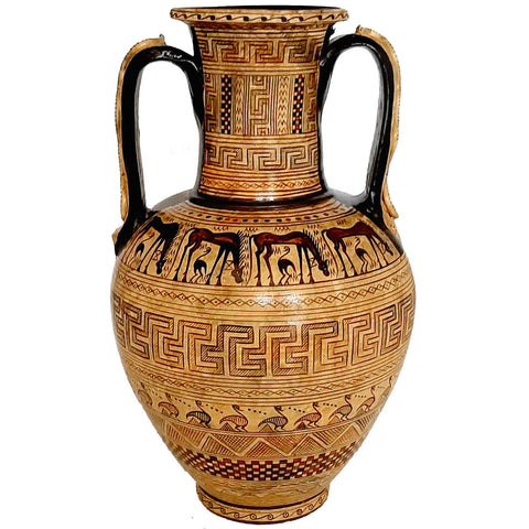 Greek Amphora 38cm with snakes formed in his handles, Geometric Art