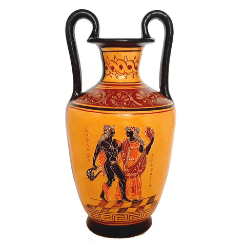 Greek Amphora Vase 25cm,God Dionysus with Maenads - ifigeneiaceramics