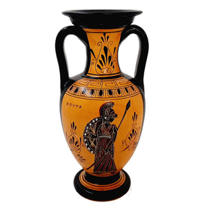 Greek Amphora Vase 22cm,Theseus and the minotaur,Black Figure Pottery - ifigeneiaceramics