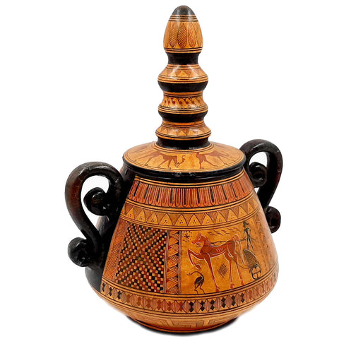 Greek Basket vase with lid 27cm,Geometric Art