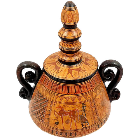 Greek Basket vase with lid 27cm,Geometric Art