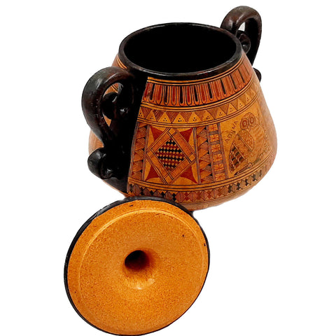 Greek Basket vase with lid 27cm,Geometric Art