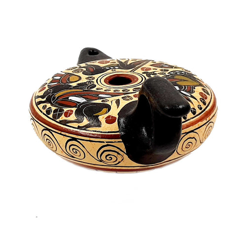 Greek Ceramic lamp ,Corinthian art Painting,Length 20cm, Width 12cm - ifigeneiaceramics