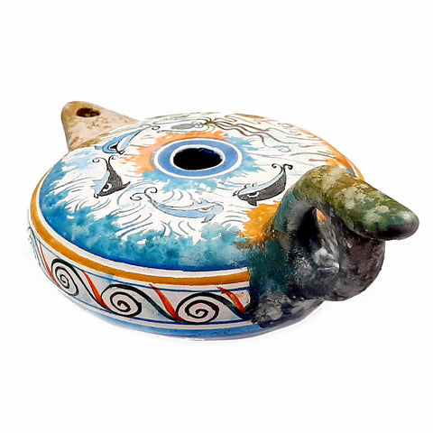 Greek Ceramic lamp  ,Cretan art Painting,Length 20cm, Width 12cm - ifigeneiaceramics