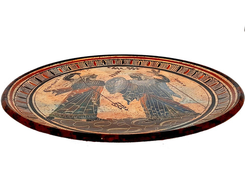Greek Ceramics Plate 28cmMulticolored,God Poseidon with Goddess Athena