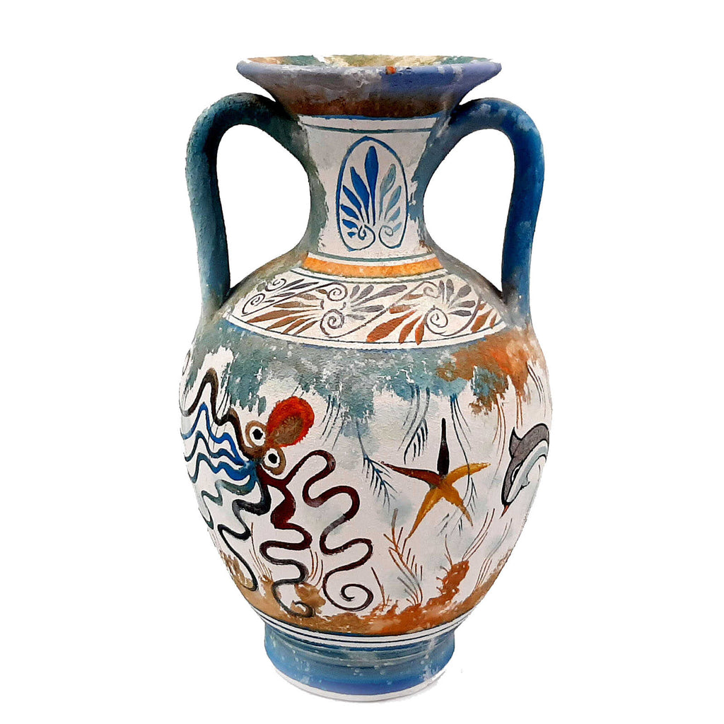Greek Cretan Amphora 22cm,Minoan Art Pottery - ifigeneiaceramics