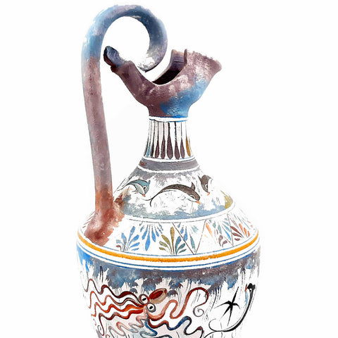 Greek Cretan Jar,Oinochoe 38cm,Minoan Art Pottery - ifigeneiaceramics